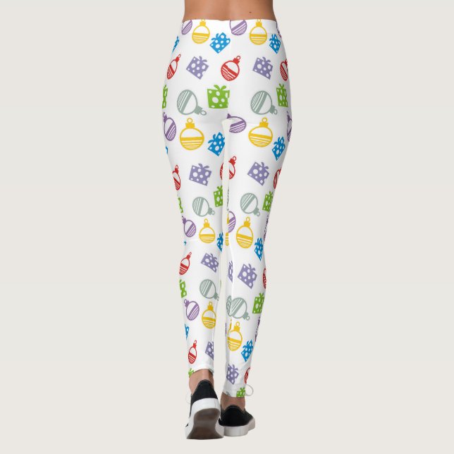 Modern colourful Christmas balls and gifts Leggings (Back)