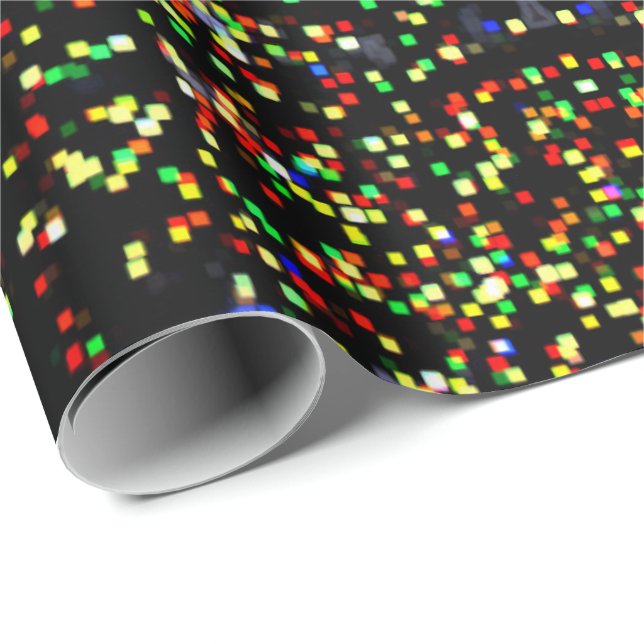 Modern colourful Christmas lights cubes festive Wrapping Paper (Roll Corner)