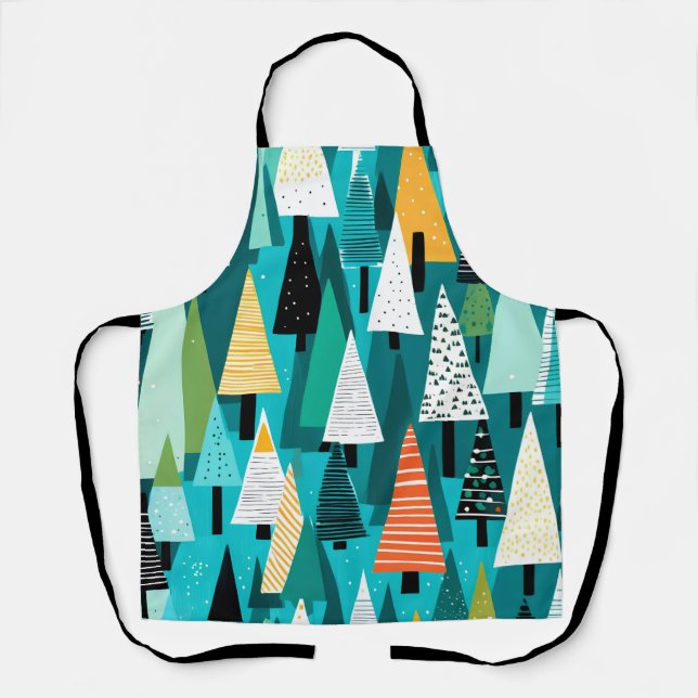Modern colourful Christmas tree pattern  Apron (Front)