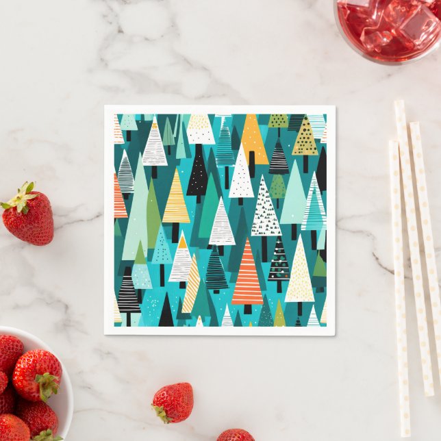 Modern colourful Christmas tree pattern  Napkin (Insitu)