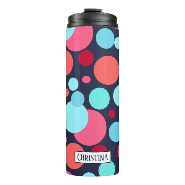 Modern Colourful Circles & Name Thermal Tumbler (Front)