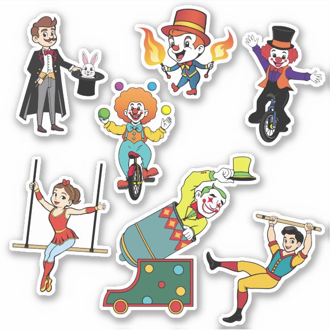 Modern Colourful Circus Performers Cute Cartoon (Front)