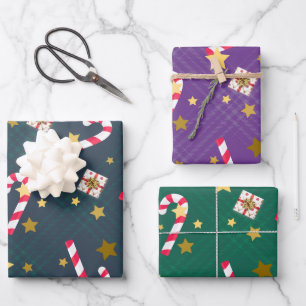 Modern Colourful Classic Christmas Holiday Wrapping Paper Sheet