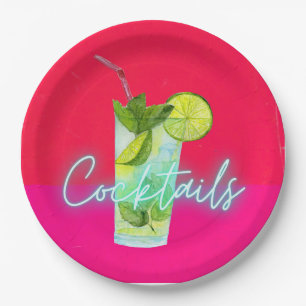 Modern Colourful  Cocktails Bar Art   Paper Plate