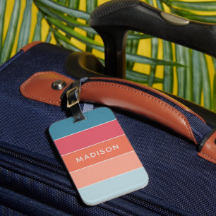 Modern Colourful Colorblock Personalised Name Chic Luggage Tag