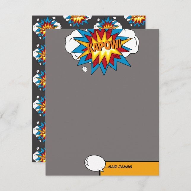 Modern Colourful Comic Book KAPOW Pop Art Card (Front/Back)