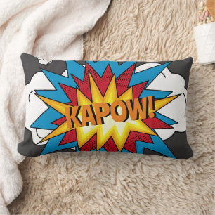 Modern Colourful Comic Book KAPOW Pop Art Lumbar Cushion
