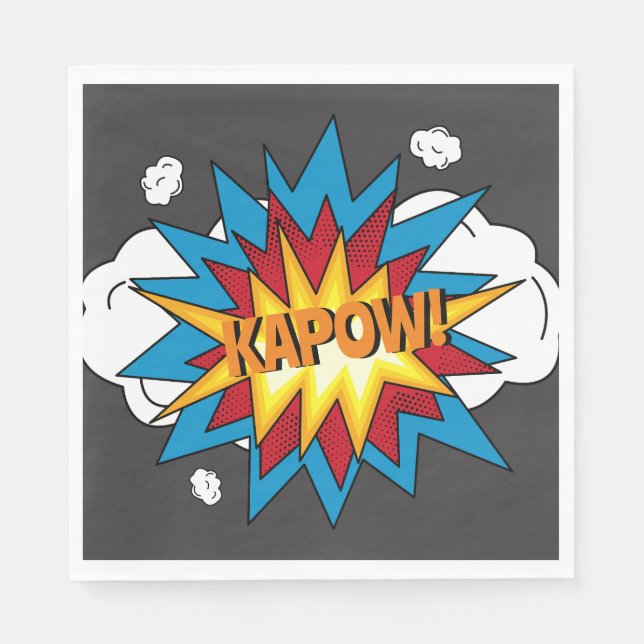 Modern Colourful Comic Book KAPOW Pop Art Napkin (Front)