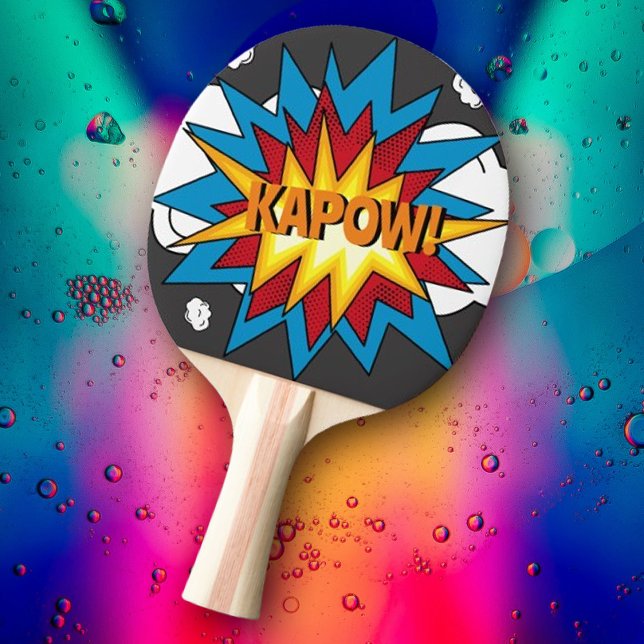 Modern Colourful Comic Book KAPOW Pop Art Ping Pong Paddle (Modern Colorful Comic Book KAPOW Pop Art Ping Pong Paddle)