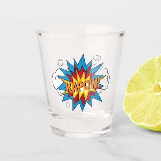 Modern Colourful Comic Book KAPOW Pop Art Shot Glass (Front)
