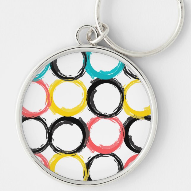 Modern, colourful, cool, unique, trendy circles key ring (Front)