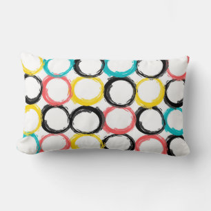 Modern, colourful, cool, unique, trendy circles lumbar cushion