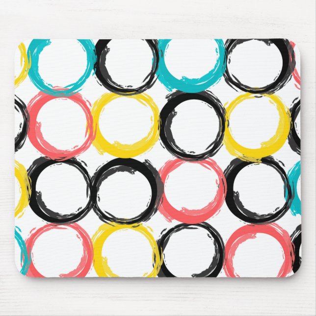 Modern, colourful, cool, unique, trendy circles mouse pad (Front)