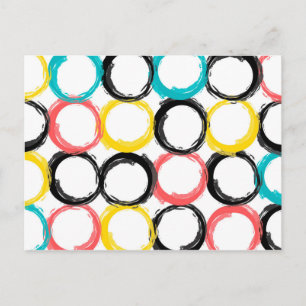 Modern, colourful, cool, unique, trendy circles postcard