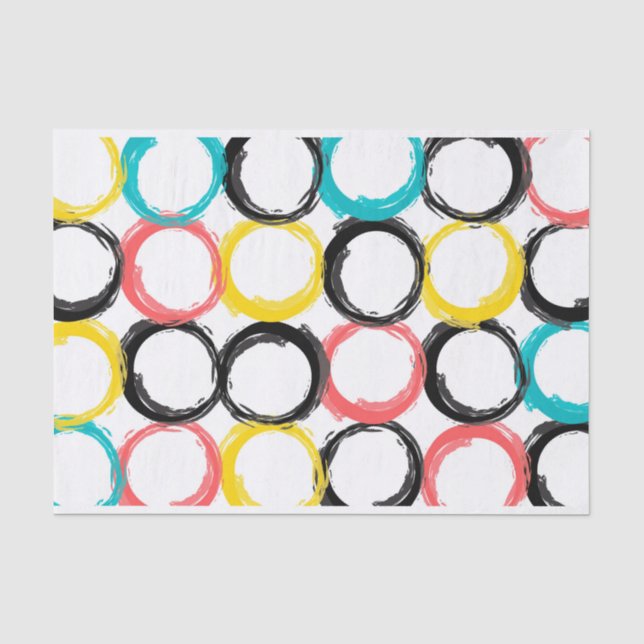 Modern, colourful, cool, unique, trendy circles tissue paper (Front)