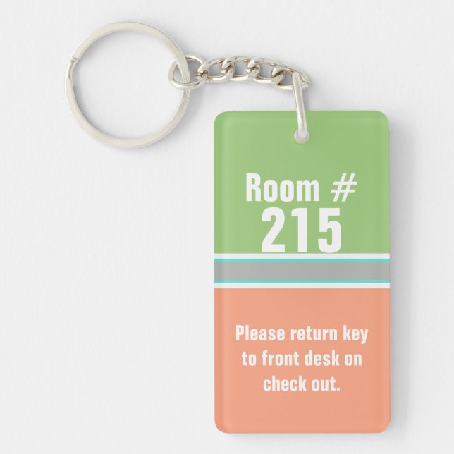 Modern Colourful Custom Hotel Room Keychain (Front)