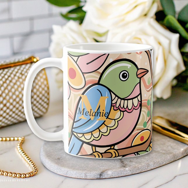 modern colourful cute bird  coffee mug (Creator Uploaded)