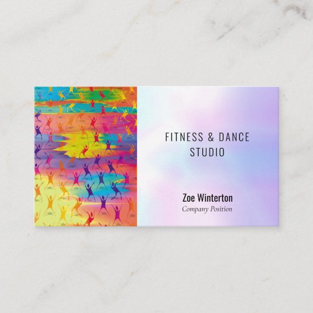 Modern Colourful Dancers and Fitness Studio Business Card (Front)