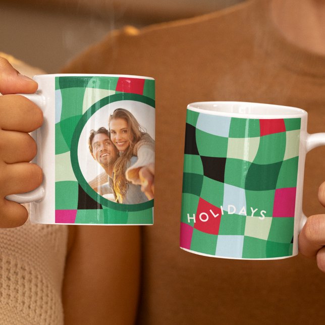 Modern Colourful Disco Tartan Plaid Christmas Coffee Mug (Creator Uploaded)