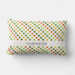 Modern Colourful Dots NAME Irish Fun Decor Lumbar Cushion