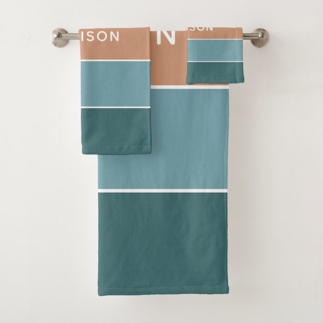 Modern Colourful Earth Colorblock Personalised Nam Bath Towel Set (Insitu)