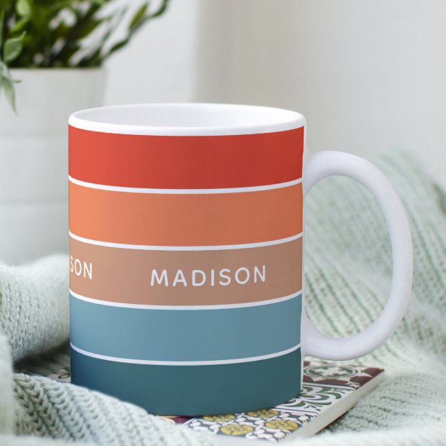 Modern Colourful Earth Colorblock Personalised Nam Coffee Mug (Creator Uploaded)