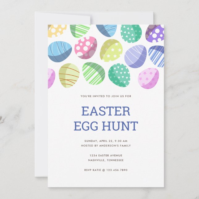 Modern Colourful Easter Egg Hunt Invitation (Front)