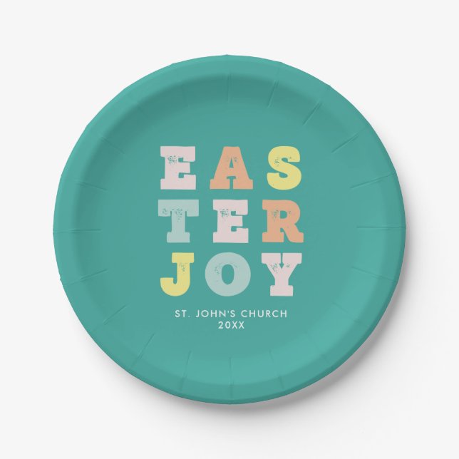 Modern Colourful Easter Paper Plate (Front)