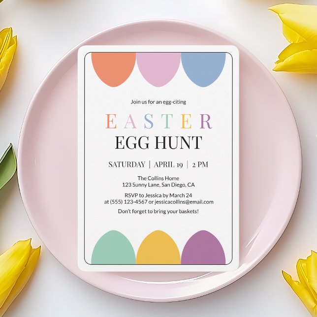 Modern Colourful Egg Hunt Simple Cute Easter Invitation (Modern Colorful Egg Hunt Simple Cute Easter Invitation)