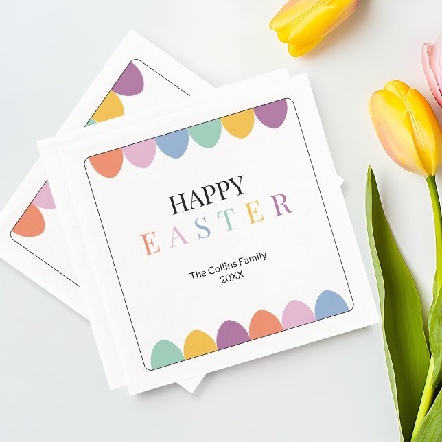 Modern Colourful Eggs Simple Name Cute Easter Part Napkin (Modern Colorful Eggs Simple Name Cute Easter Party Napkins)