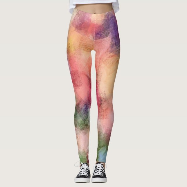 Modern Colourful Elegant Abstract Art Template Leggings (Front)