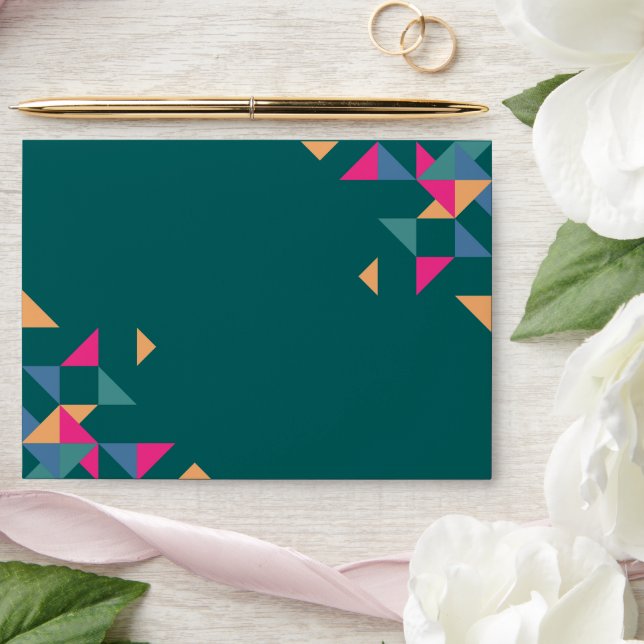 Modern Colourful Emerald Green Geometric Wedding Envelope (Wedding)
