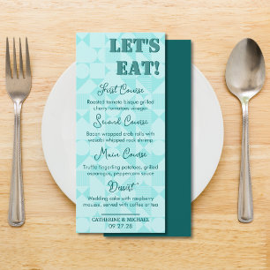 Modern Colourful Emerald Green Geometric Wedding Menu
