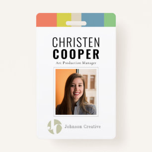 Modern Colourful Employee Logo Barcode Photo ID ID Badge