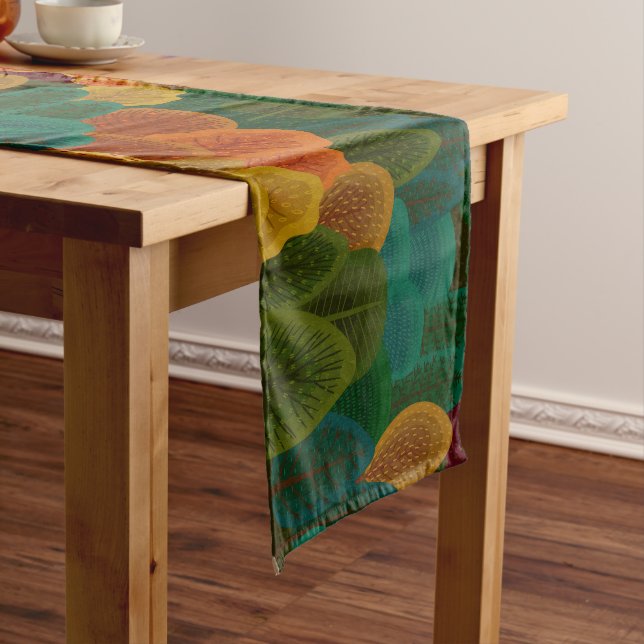 Modern Colourful Fall Trees Short Table Runner (In Situ)