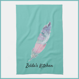 Modern Colourful Feather Tea Towel