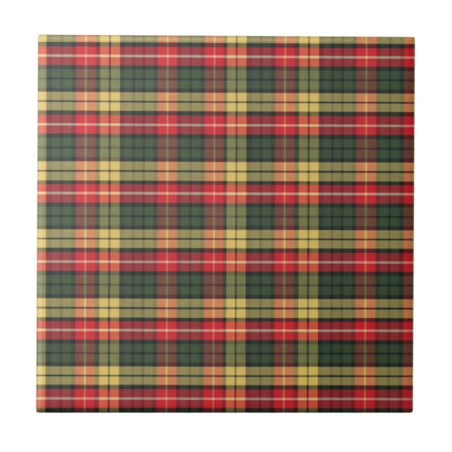 Modern Colourful Festive Plaid Pattern Ceramic Tile (Front)