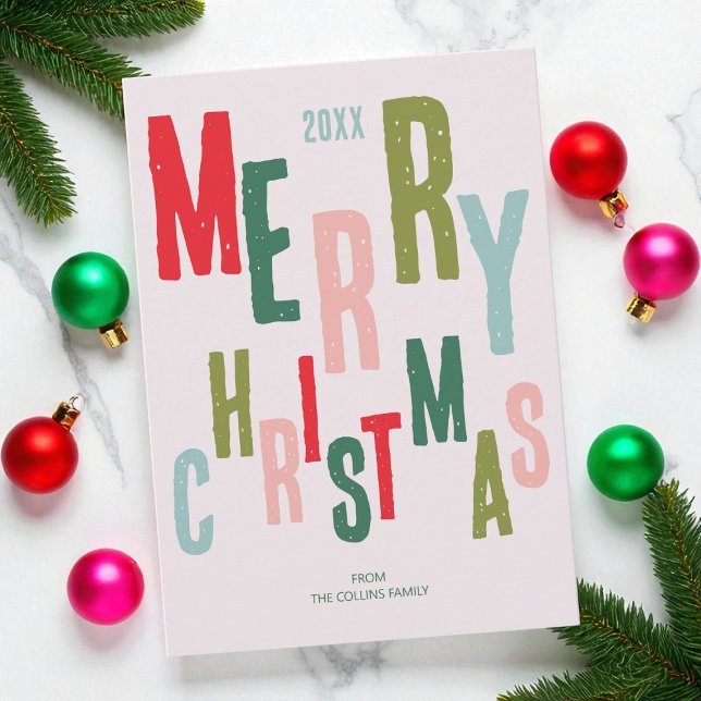 Modern Colourful Festive Typography Merry Christma Holiday Card (Modern Colorful Festive Typography Merry Christmas Holiday Card)
