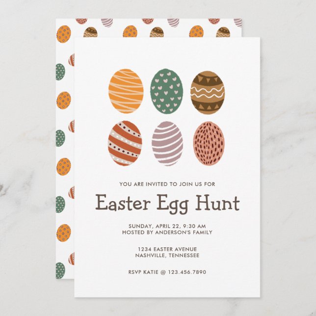 Modern Colourful Fiesta Easter Egg Hunt Invitation (Front/Back)