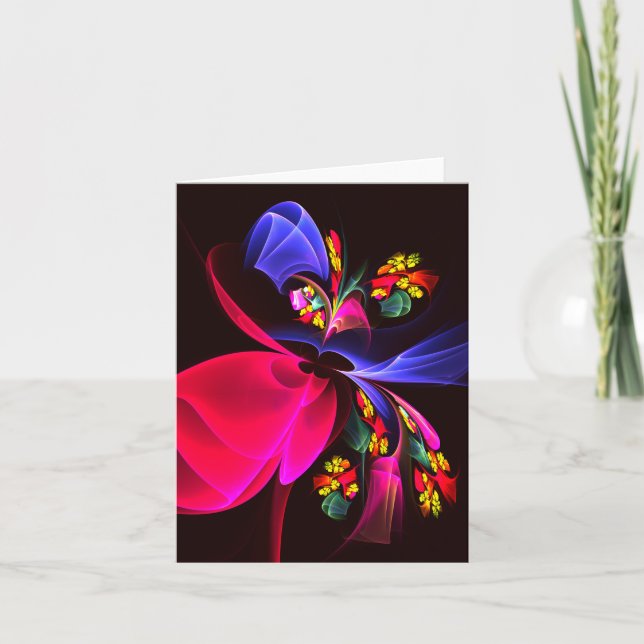 Modern Colourful Floral Abstract Art Pattern #06 Card (Front)