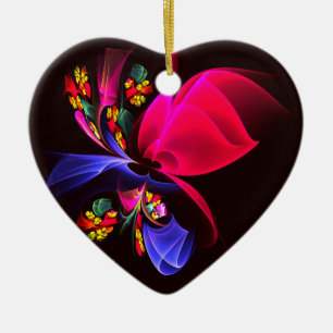 Modern Colourful Floral Abstract Art Pattern #06 Ceramic Ornament