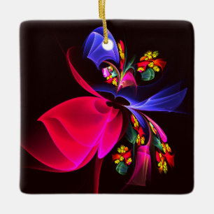 Modern Colourful Floral Abstract Art Pattern #06 Ceramic Ornament