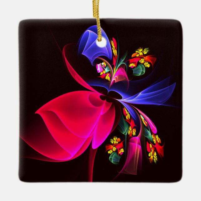 Modern Colourful Floral Abstract Art Pattern #06 Ceramic Ornament (Front)