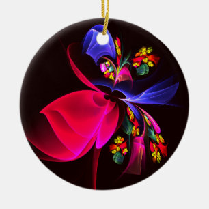 Modern Colourful Floral Abstract Art Pattern #06 Ceramic Ornament
