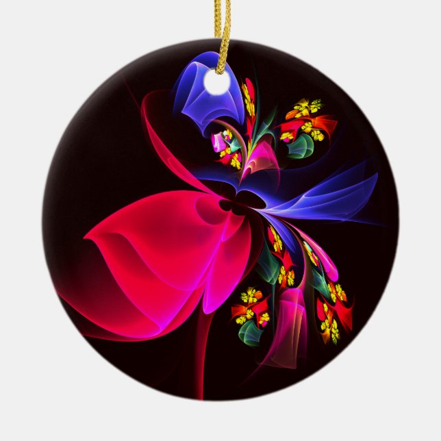 Modern Colourful Floral Abstract Art Pattern #06 Ceramic Ornament (Front)