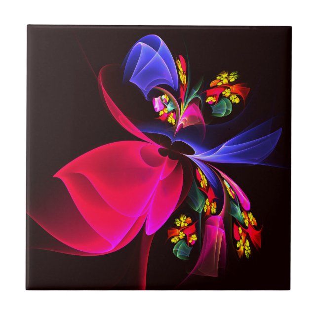 Modern Colourful Floral Abstract Art Pattern #06 Ceramic Tile (Front)