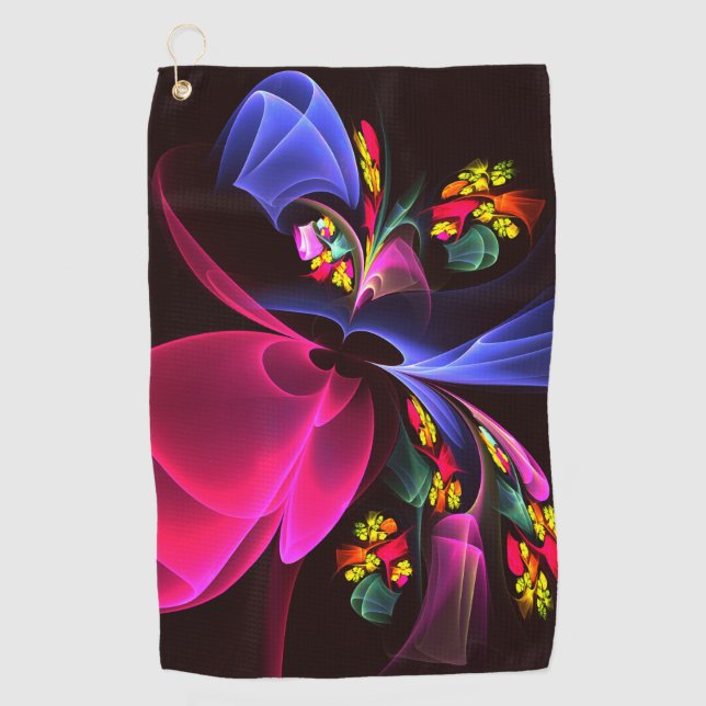Modern Colourful Floral Abstract Art Pattern #06 Golf Towel (Front)