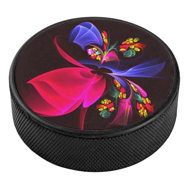 Modern Colourful Floral Abstract Art Pattern #06 Hockey Puck (3/4)