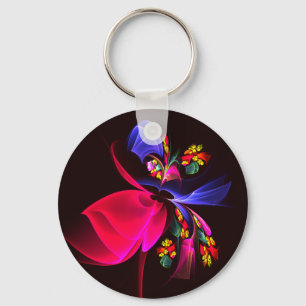 Modern Colourful Floral Abstract Art Pattern #06 Key Ring