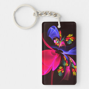 Modern Colourful Floral Abstract Art Pattern #06 Key Ring
